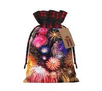 MyPiky Beautiful Fireworks Print Drawstring Christmas Gift Bags Gift Wrap Bags Candy Storage Bag Reusable 4.7x6.9 Inch Party