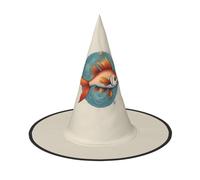 MyPiky Beautiful Fish Print Carnival Halloween Witch Hat Costume Lightweight Cap For Parties Cosplay