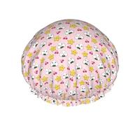 MyPiky Beautiful Large Rice Ball Print Shower Cap, Hair Cap with Elastic Band, Double Layer Waterproof for Women, Men and Kids