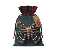 MyPiky Beautiful Moth Printing Christmas Drawstring Gift Bags Xmas Holiday Reusable Needs Wrapping Present Bags