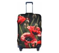 MyPiky Beautiful Red Poppy Flower Print Luggage Cover Suitcase Protector Travel Suitcase Cover For Kid And Adult Fits 18-32 Inch, White, XL