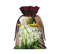 MyPiky Bell Orchid Print Drawstring Christmas Gift Bags Gift Wrap Bags Candy Storage Bag Reusable 4.7x6.9 Inch Party
