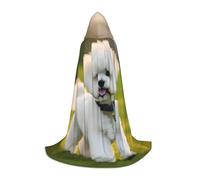 MyPiky Bichon Frise Dog On The Grass Print Unisex Hooded Comfortable Cloak Gothic Halloween Cosplay Carnival Vampire Themes, Black, Medium