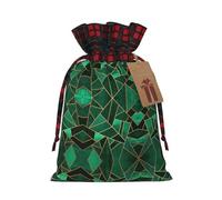MyPiky Black And Gold Geometric Print Drawstring Christmas Gift Bags Gift Wrap Bags Candy Storage Bag Reusable 4.7x6.9 Inch Party