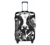 MyPiky Black And White Cow Print Luggage Cover Suitcase Protector Travel Suitcase Cover For Kid And Adult Fits 18-32 Inch, White, S