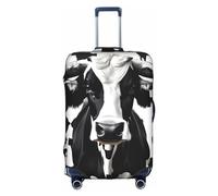 MyPiky Black And White Cow Print Print Luggage Cover Suitcase Protector Travel Suitcase Cover For Kid And Adult Fits 18-32 Inch, White, L