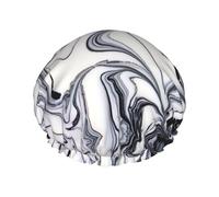 MyPiky Black And White Paint Mixed Print Shower Cap,Elastic And Reusable Bath Hair Hat For Long Hair,Large Waterproof Shower Bonnet,For Women Men Kids
