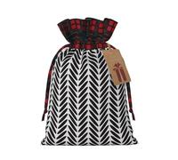 MyPiky Black And White Pattern Print Drawstring Christmas Gift Bags Gift Wrap Bags Candy Storage Bag Reusable 4.7x6.9 Inch Party