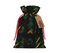 MyPiky Black Green And Gold Geometric Printing Christmas Drawstring Gift Bag For Xmas Birthday Holiday Party Presents Favors Bags
