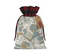 MyPiky Black Lily Pads Print Drawstring Christmas Gift Bags Gift Wrap Bags Candy Storage Bag Reusable 4.7x6.9 Inch Party