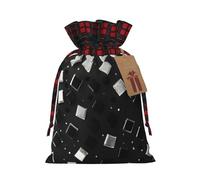 MyPiky Black White Glitter Print Drawstring Christmas Gift Bags Gift Wrap Bags Candy Storage Bag Reusable 4.7x6.9 Inch Party