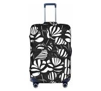 MyPiky Black White Striped Flowers Print Luggage Cover Suitcase Protector Travel Suitcase Cover For Kid And Adult Fits 18-32 Inch, White, L