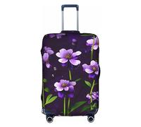 MyPiky Blooming Purple Flowers Print Luggage Cover Suitcase Protector Travel Suitcase Cover For Kid And Adult Fits 18-32 Inch, White, S