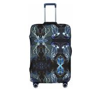 MyPiky Blue And Gold Jellyfish Print Luggage Cover Suitcase Protector Travel Suitcase Cover For Kid And Adult Fits 18-32 Inch, White, L