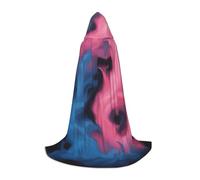 MyPiky Blue And Pink Fire Print Unisex Hooded Comfortable Cloak Gothic Halloween Cosplay Carnival Vampire Themes
