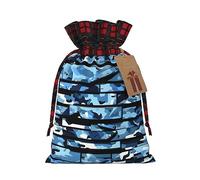 MyPiky Blue Camouflage Print Drawstring Christmas Gift Bags Gift Wrap Bags Candy Storage Bag Reusable 4.7x6.9 Inch Party
