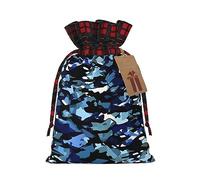 MyPiky Blue Camouflage Print Print Christmas Drawstring Gift Bags,Drawstring Bag,Xmas Christmas Bags Party Storage Bags Reusable