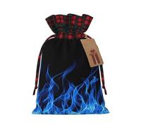 MyPiky Blue Flame Print Christmas Drawstring Gift Bags,Drawstring Bag,Xmas Christmas Bags Party Storage Bags Reusable