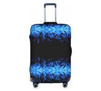 MyPiky Blue Flame Print Luggage Cover Suitcase Protector Travel Suitcase Cover For Kid And Adult Fits 18-32 Inch, White, XL