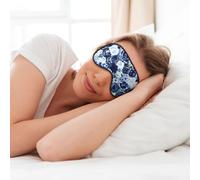 MyPiky Blue Flower Floral Pattern Roses Print Soft Eye Mask for Sleep Mask Sleep Eye Mask for Women Men Sleeping Sleeping Travel, Black