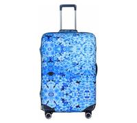 MyPiky Blue Flowers Print Luggage Cover Suitcase Protector Travel Suitcase Cover For Kid And Adult Fits 18-32 Inch, White, M