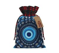 MyPiky Blue Mini Flower Swirl Print Christmas Drawstring Gift Bags,Drawstring Bag,Xmas Christmas Bags Party Storage Bags Reusable