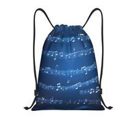 MyPiky Blue Musical Notes Print Drawstring Backpacks,Drawstring Bags,String Bags Gym Shopping Yoga Sport Beach For Men Women, Small, Blue Musical Notes, S