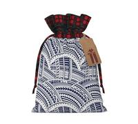 MyPiky Blue Polynesian Maori Tribal Pattern Print Drawstring Christmas Gift Bags Gift Wrap Bags Candy Storage Bag Reusable 4.7x6.9 Inch Party