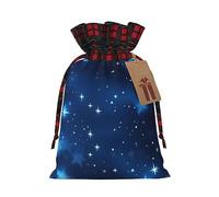 MyPiky Blue Shining Stars Pattern Print Christmas Drawstring Gift Bags,Drawstring Bag,Xmas Christmas Bags Party Storage Bags Reusable