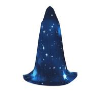 MyPiky Blue Shining Stars Pattern Print Unisex Hooded Comfortable Cloak Gothic Halloween Cosplay Carnival Vampire Themes, Black, Medium