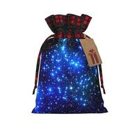 MyPiky Blue Shining Stars Print Christmas Drawstring Gift Bags,Drawstring Bag,Xmas Christmas Bags Party Storage Bags Reusable