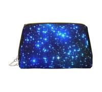 MyPiky Blue Shining Stars Print Cosmetic Bags,Leather Makeup Bag Small For Purse,Cosmetic Pouch,Toiletry Clutch For Women Travel, Blue Shining Stars, One Size
