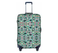 MyPiky Border Collie Florals Print Luggage Cover Suitcase Protector Travel Suitcase Cover For Kid And Adult Fits 18-32 Inch, White, L