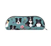 MyPiky Border Collie Florals Print Receive Bag Makeup Bag Cosmetic Bags Travel Storage Bag Toiletry Receive Bags Pencil Case Pencil Bag, Border Collie Florals, One Size
