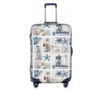MyPiky Bottle Seashell Starfish Lighthouse Print Luggage Cover Suitcase Protector Travel Suitcase Cover For Kid And Adult Fits 18-32 Inch, White, S