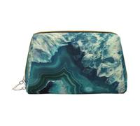 MyPiky Bright Aqua Blue Print Cosmetic Bags,Leather Makeup Bag Small For Purse,Cosmetic Pouch,Toiletry Clutch For Women Travel, Bright Aqua Blue, One Size