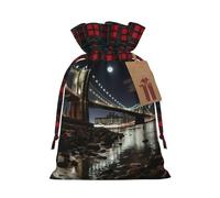 MyPiky Brooklyn Bridge Print Christmas Drawstring Gift Bags,Drawstring Bag,Xmas Christmas Bags Party Storage Bags Reusable