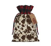 MyPiky Brown Cow Spots Print Drawstring Christmas Gift Bags Gift Wrap Bags Candy Storage Bag Reusable 4.7x6.9 Inch Party