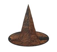 MyPiky Brown Cowhide Art Print Carnival Halloween Witch Hat Costume Lightweight Cap For Parties Cosplay