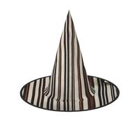 MyPiky Brown Stripe Print Carnival Halloween Witch Hat Costume Lightweight Cap For Parties Cosplay
