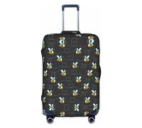 MyPiky Bumble Bees Print Luggage Cover Suitcase Protector Travel Suitcase Cover For Kid And Adult Fits 18-32 Inch, White, L