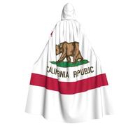 MyPiky California State Flag Print Halloween Cloak Full Length Hooded Adults Unisex Cape For Cosplay Festivals