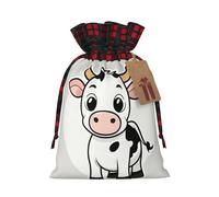 MyPiky Cartoon Milk Cow Print Christmas Drawstring Gift Bags,Drawstring Bag,Xmas Christmas Bags Party Storage Bags Reusable