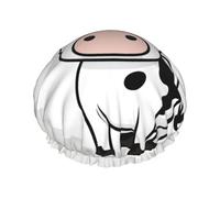 MyPiky Cartoon Milk Cow Print Shower Cap,Elastic And Reusable Bath Hair Hat For Long Hair,Large Waterproof Shower Bonnet,For Women Men Kids