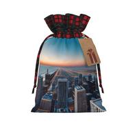 MyPiky Chicago Illinois Usa 1 Printing Christmas Drawstring Gift Bags Xmas Holiday Reusable Needs Wrapping Present Bags