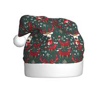 MyPiky Christmas Deer Print Adult Unisex Christmas Hat Festive Santa Cap For Parties Holiday Celebrations