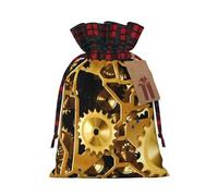MyPiky Clock Gear Print Christmas Drawstring Gift Bags,Drawstring Bag,Xmas Christmas Bags Party Storage Bags Reusable
