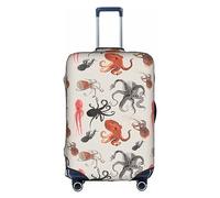 MyPiky Color Octopus Print Luggage Cover Suitcase Protector Travel Suitcase Cover For Kid And Adult Fits 18-32 Inch, White, S