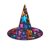 MyPiky Color Stars Print Carnival Halloween Witch Hat Costume Lightweight Cap For Parties Cosplay