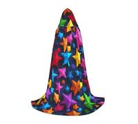 MyPiky Color Stars Print Unisex Hooded Comfortable Cloak Gothic Halloween Cosplay Carnival Vampire Themes, Black, Large